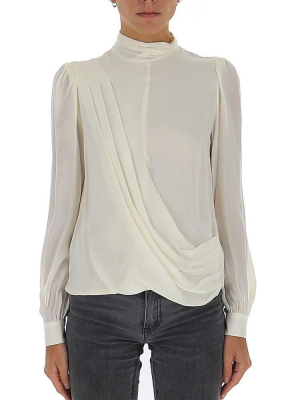 Michael Michael Kors Draped High-neck Blouse