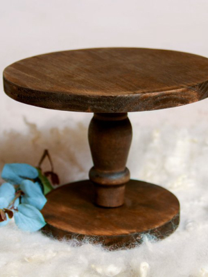 Rustic Cake Stand - 7in Tall - Brown