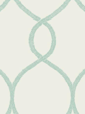 Laurel Leaf Ogee Wallpaper In Teal From The Ronald Redding 24 Karat Collection By York Wallcoverings