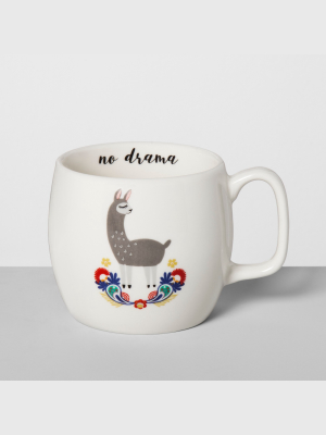 17oz Stoneware No Drama Llama Mug White - Opalhouse™