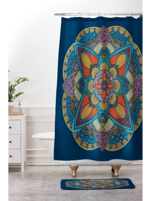 Valentina Ramos Peony Shower Curtain Blue - Deny Designs