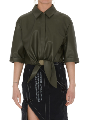 Off-white Knotted Shirt Crop Top