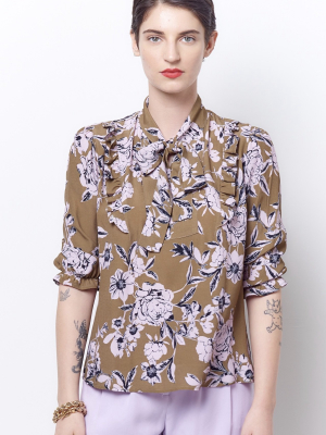 Latrice Tie Neck Top - Floral