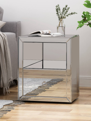 Cutler Modern Mirrored Cabinet Silver - Christopher Knight Home