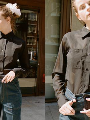 New Pointed Collar Shirt, Black