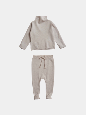 Belle Enfant Funnel Sweater & Leggings Set - Alabaster