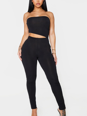 Shape Black Slinky Cut Out Bandeau Jumpsuit