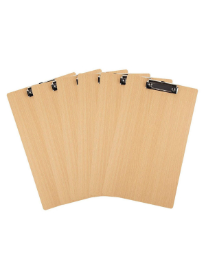 6-pack Legal Size Clipboards, Wooden Boards With Low Profile Clip, Hardboard Paper Holders For Classroom And Office, 9 X 15 Inches