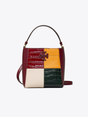 Mcgraw Embossed Color-block Small Bucket Bag