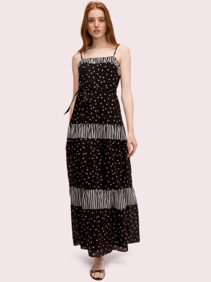 Daisy Dot Mixed Maxi Dress