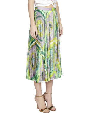 Versace Barocco Mosaic Print Pleated Skirt