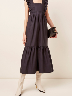 Ruffled Cotton Midi Dress