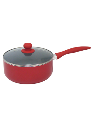 Gourmet Chef 3 Fl Qt Eco Friendly Non Stick Ceramic Sauce Pan - Red