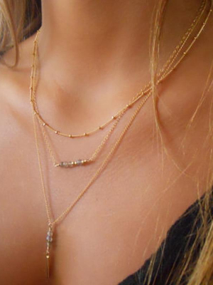 Multi Layer Chain Crystal Necklace