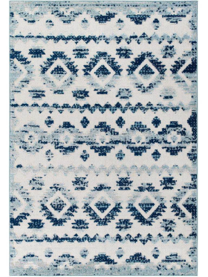 Redcliff Diamond Trellis Area Rug Ivory/blue