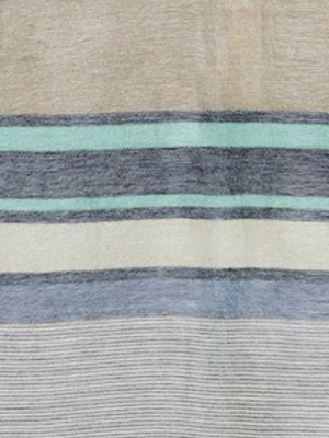 Alpaca Super Soft Striped Throw- Seafoam