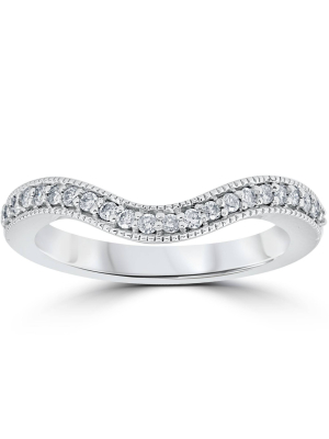 Pompeii3 1/5ct Curved Diamond Wedding Band 14k White Gold