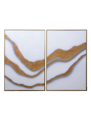 Gold Abyss (set Of 2) - 40" X 60" - Gold Floater Frame