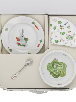 Friends Of The Vegetable Garden Suitcase Plate & Bowl Set With Bib