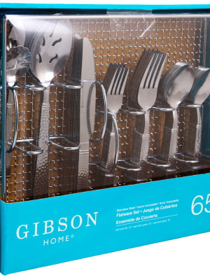 Gibson Home Prato 65 Piece Flatware Set Trumble Finish With Wire Caddy