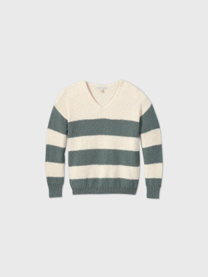 Women's Striped V-neck Pullover Sweater - Knox Rose™