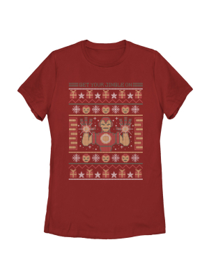 Women's Marvel Ugly Christmas Iron Man T-shirt