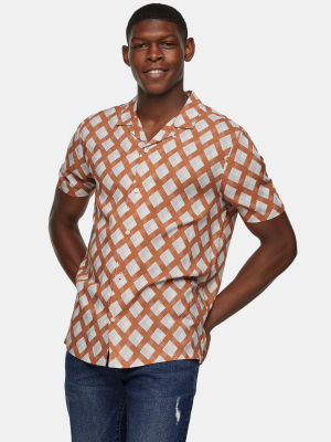 Brown Geometric Print Slim Shirt