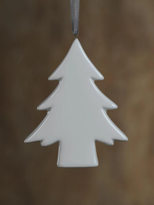 Ceramic White Tree Ornament - Set Of 4