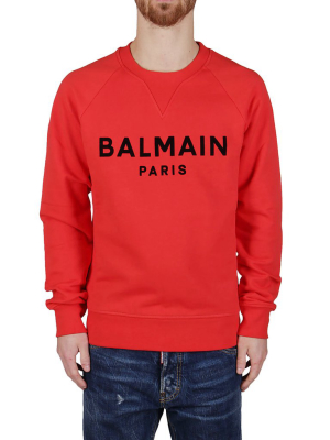 Balmain Flocked Logo Crewneck Sweatshirt