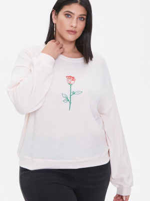 Plus Size Embroidered Rose Top