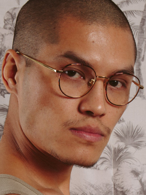 Anton Oval Optical Frame In Yellow Gold And Tortoiseshell