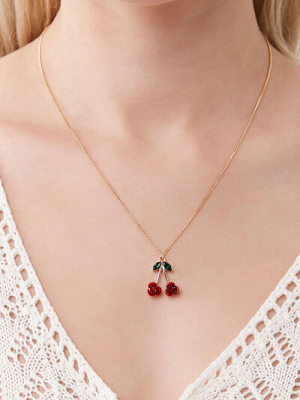 Floral Cherry Pendant Necklace