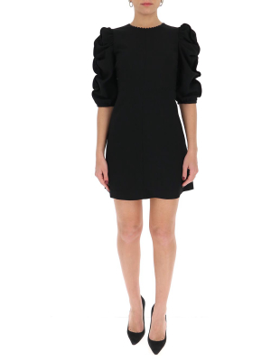 See By Chloé Gathered Puff Sleeve Mini Dress