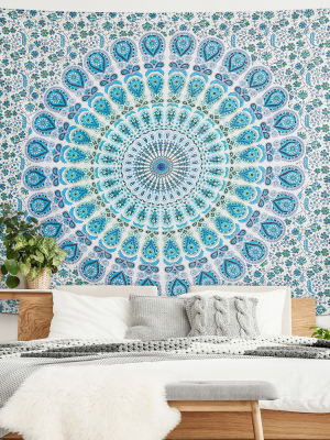 Americanflat 100% Cotton Mandala Wall Hanging Tapestry - Designed With Traditional Meditation Symbols Wall Tapestry
