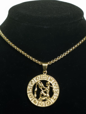 Dell Arte By Jean Claude Aquarius Zodiac Sign Pendant Necklace