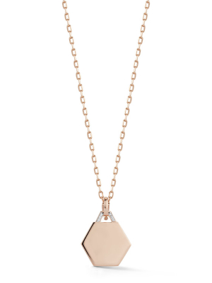 Dora 18k Rose Gold And Diamond Small Hexagon Charm