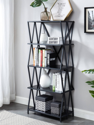 57.63" Werrin 5 Shelves Metal Display Bookshelf Black - Mibasics