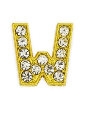 Pave Letter "w" - Gold Charm