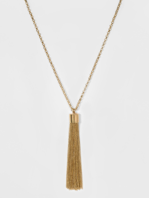 Women's Chain Tassel Necklace - A New Day™ Gold