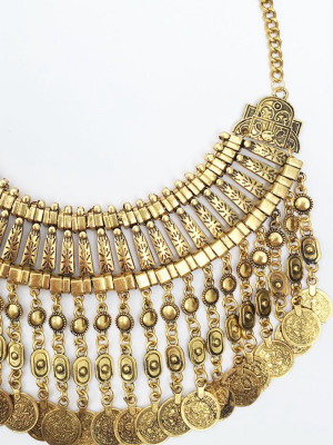 Izmir Long Coin Necklace - Gold