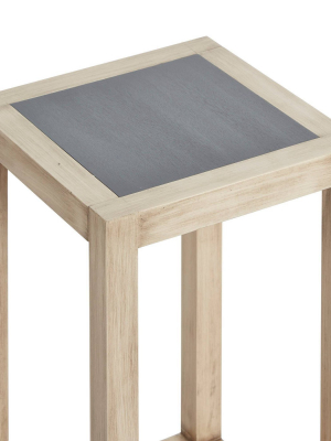 Wood Square Small Accent Table Gunmetal - Silverwood