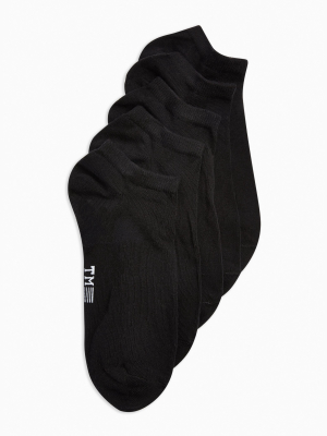 Plain Black 5 Pack Sneaker Socks