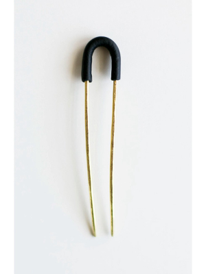 Black Leather + Brass Hair Pin