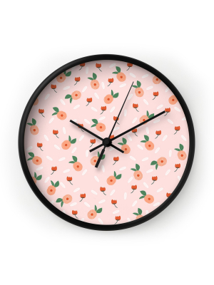 Hello Twiggs Peaches And Poppies Wall Clock - Deny Designs