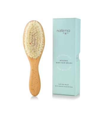 Natemia Wooden Baby Hair Brush With Natural Bristles