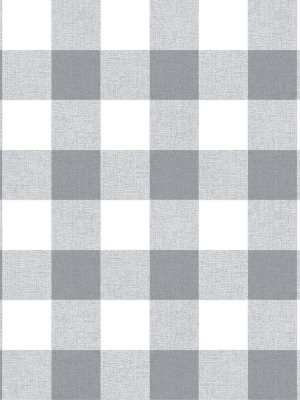 Picnic Plaid Peel-and-stick Wallpaper In Grey And White By Nextwall