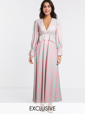 Twisted Wunder Exclusive Maxi Dress In Floral Stripe Mix