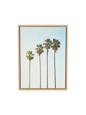 Palm Trees Framed Canvas Art Natural (24"x18") - Uniek