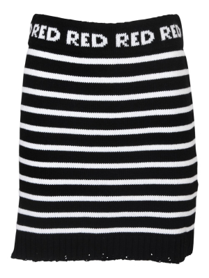 Redvalentino Logo Striped Knit Skirt