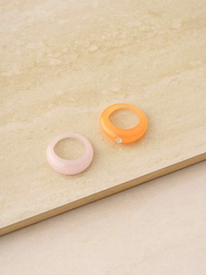 Creamsicle And Puff Pink Resin Ring Set